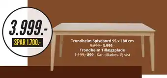 My Home Trondheim spisebord 95 x 180 cm tilbud