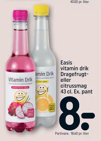 REMA 1000 Easis vitamin drik dragefrugt- eller citrussmag 43 cl. ex. pant tilbud