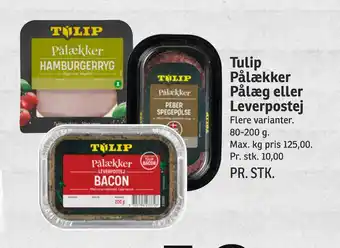 SPAR Tulip pålækker pålæg eller leverpostej tilbud