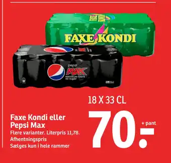 SPAR Faxe kondi eller pepsi max tilbud