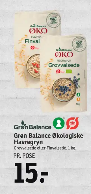 SPAR Grøn balance økologiske havregryn tilbud