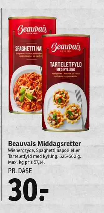 SPAR Beauvais middagsretter tilbud
