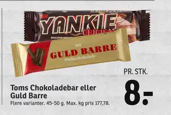 Toms chokoladebar eller guld barre