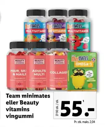 Lidl Team minimates eller Beauty vitamins vingummi tilbud