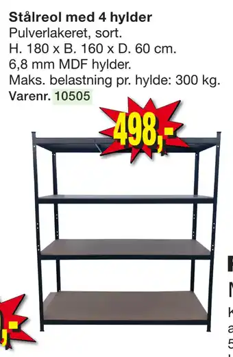 Harald Nyborg Stålreol med 4 hylder tilbud