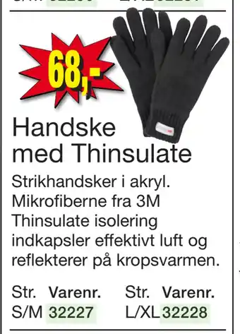 Harald Nyborg Handske med thinsulate tilbud