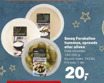 Coop.dk Smag Forskellen hummus, spreads eller oliven tilbud
