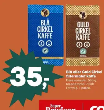Coop.dk Blå eller Guld Cirkel filtermalet kaffe tilbud