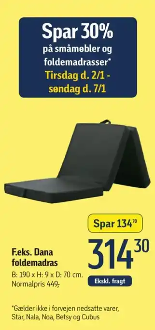 Føtex F.eks. Dana foldemadras tilbud
