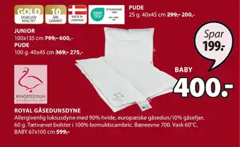 JYSK Royal gåsedunsdyne tilbud