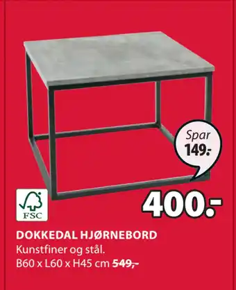 JYSK Dokkedal hjørnebord tilbud