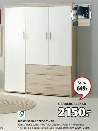 JYSK Birkelse garderobeskab tilbud