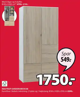 JYSK Nautrup garderobeskab tilbud