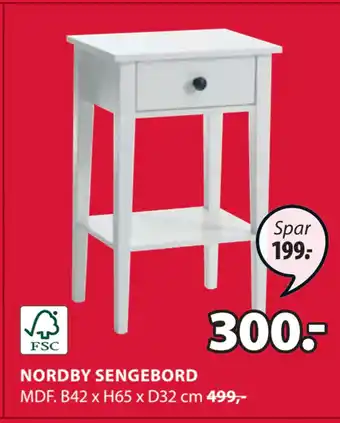 JYSK Nordby sengebord tilbud