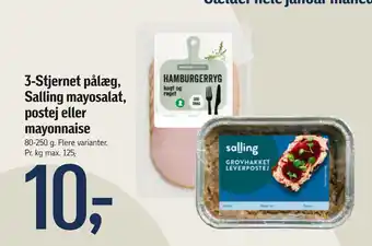 Føtex 3-stjernet pålæg, salling mayosalat, postej eller mayonnaise tilbud