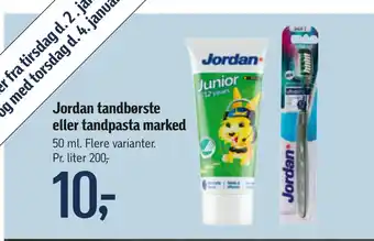 Føtex Jordan tandbørste eller tandpasta marked tilbud