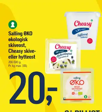 Føtex Salling øko økologisk skiveost, cheasy skive- eller hytteost tilbud