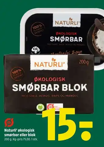 Coop 365 Naturli' økologisk smørbar eller blok tilbud