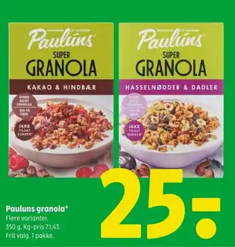Coop 365 Pauluns granola* tilbud