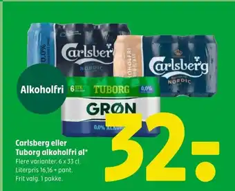 Coop 365 Carlsberg eller Tuborg alkoholfri øl* tilbud