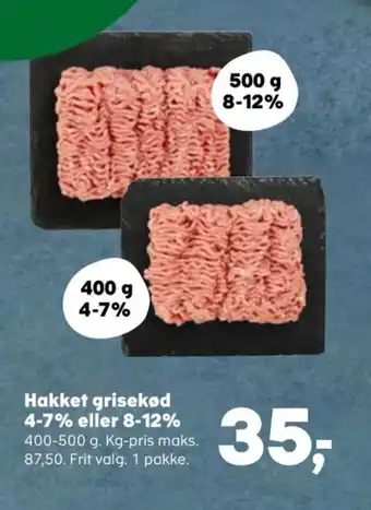 Kvickly Hakket grisekød 4-7% eller 8-12% tilbud