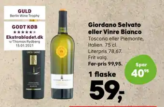 Kvickly Giordano Selvato eller Vinre Bianco tilbud