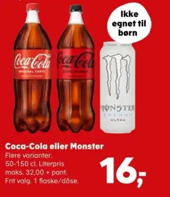 Kvickly Coca-Cola eller Monster tilbud