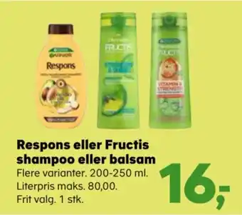 Kvickly Respons eller Fructis shampoo eller balsam tilbud
