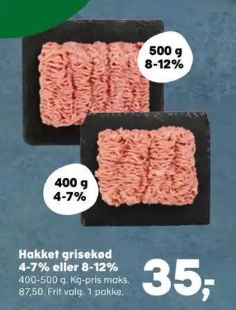 SuperBrugsen Hakket grisekød 4-7% eller 8-12% tilbud