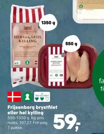 SuperBrugsen Frijsenborg brystfilet eller hel kylling tilbud