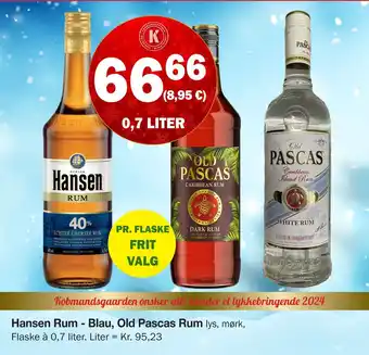 Købmandsgården Hansen rum - blau, old pascas rum tilbud