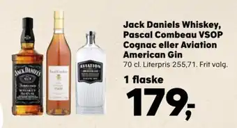 SuperBrugsen Jack Daniels Whiskey, Pascal Combeau VSOP Cognac tilbud