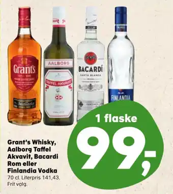 SuperBrugsen Grant's Whisky, Aalborg Taffel Akvavit, Bacardi Rom tilbud