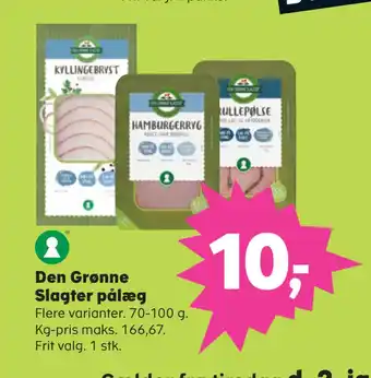 Kvickly Den grønne slagter pålæg tilbud