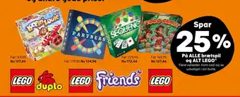 Kvickly Spar 25% på alle brætspil og alt lego tilbud