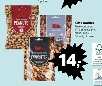 Kvickly Kims nødder tilbud