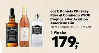 SuperBrugsen Jack daniels whiskey, pascal combeau vsop cognac eller aviation american gin tilbud