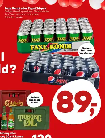 SuperBrugsen Faxe kondi eller pepsi 24-pak tilbud