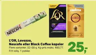 SuperBrugsen L'or, lavazza, nescafe eller black coffee kapsler tilbud