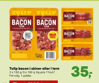 SuperBrugsen Tulip bacon i skiver eller i tern tilbud