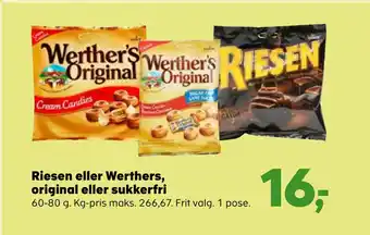 Riesen eller werthers, original eller sukkerfri