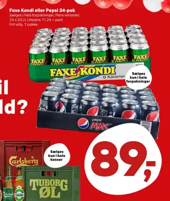 SuperBrugsen Faxe Kondi eller Pepsi 24-pak tilbud