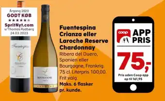SuperBrugsen Fuentespina Crianza eller Laroche Reserve Chardonnay tilbud