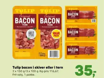 SuperBrugsen Tulip bacon i skiver eller i tern tilbud