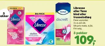 SuperBrugsen Libresse eller Tena bind eller trusseindlæg tilbud