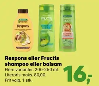 SuperBrugsen Respons eller Fructis shampoo eller balsam tilbud