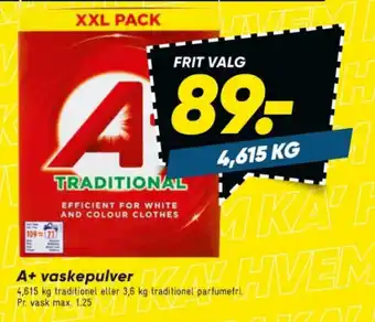 Bilka A+ vaskepulver tilbud