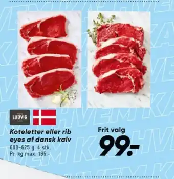 Bilka Koteletter eller rib eyes af dansk kalv tilbud