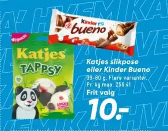 Bilka Katjes slikpose eller Kinder Bueno tilbud