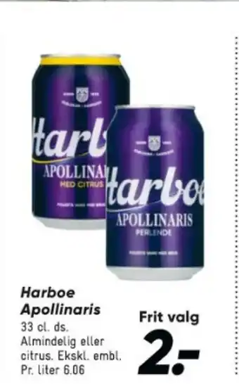 Bilka Harboe Apollinaris tilbud